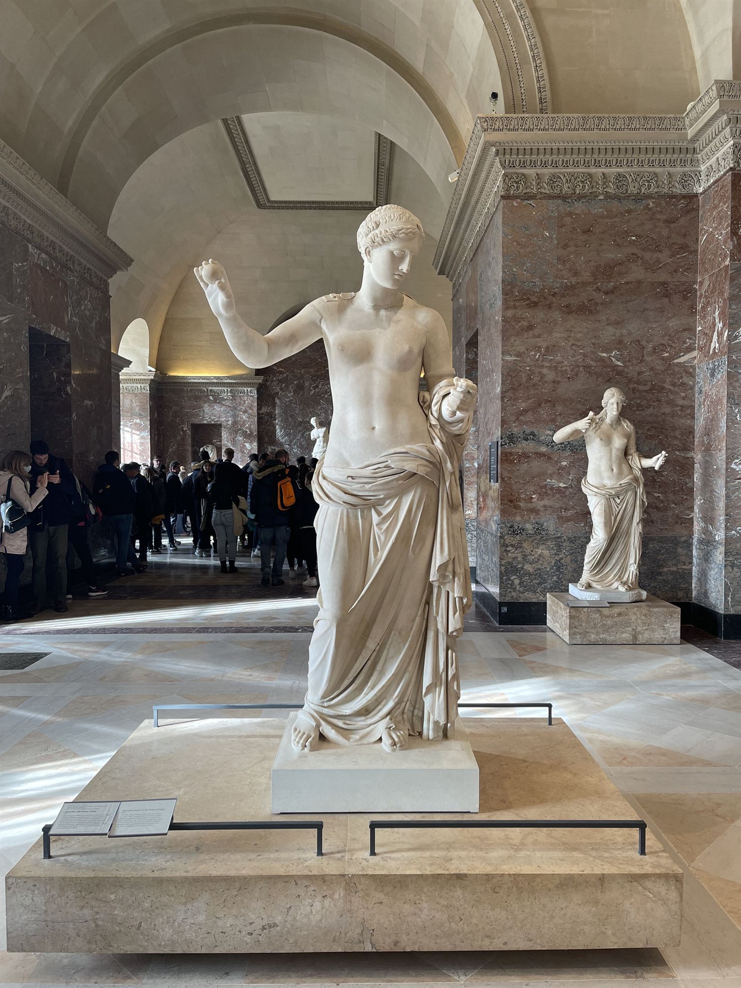 A classical statue in the Louvre's Greek and Roman antiquities gallery