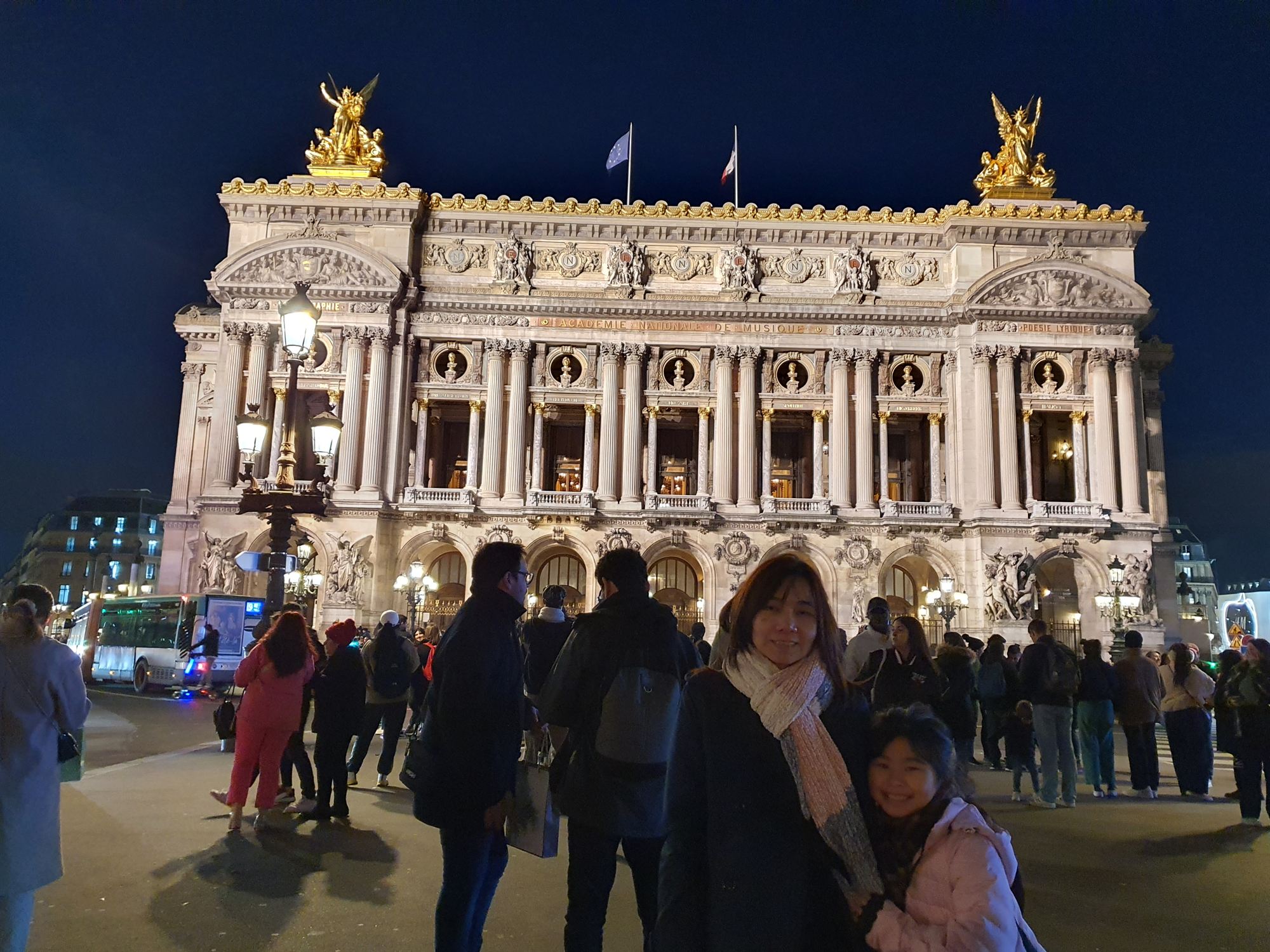 The Palais Garnier opera house lit up at night, Paris
