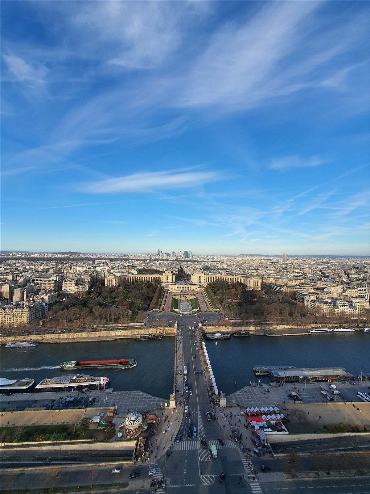 The Trocadéro and Champ de Mars seen from above, with the Seine and its bridge below