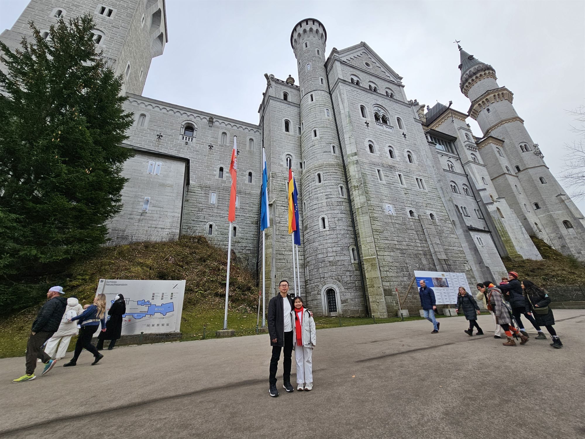Family selfie at the Neuschwanstein Castle entrance