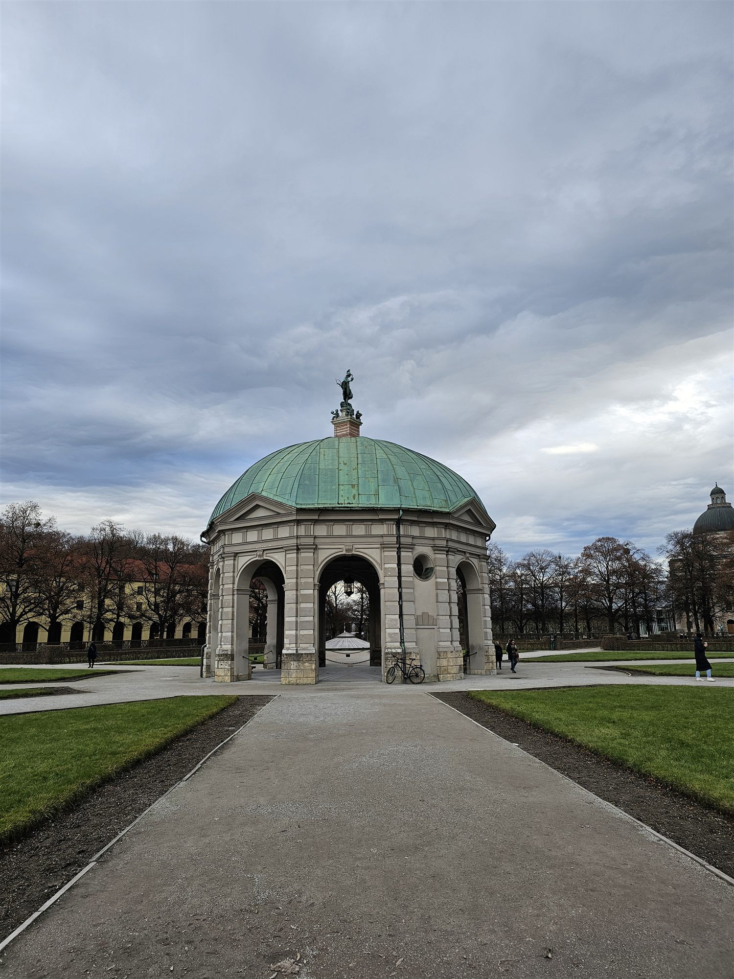 The Dianatempel, a domed pavilion with a copper roof in Munich's Hofgarten