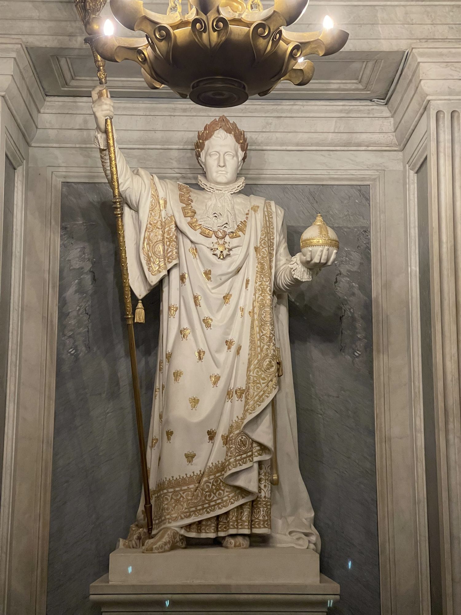 Statue of Napoleon II above his floor inscription, 'Napoleon II, Roi de Rome, 1811-1832', at Les Invalides