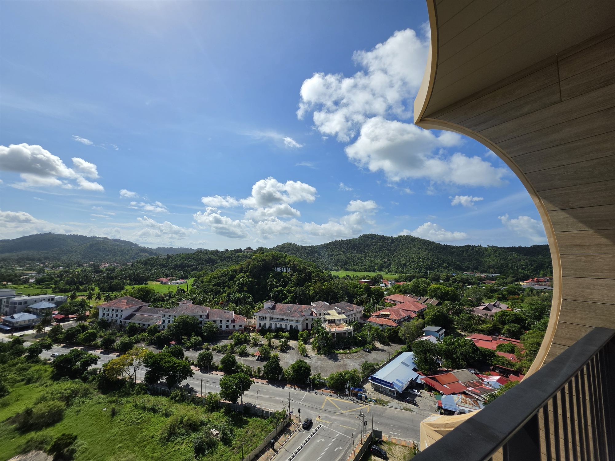 View from the balcony at PARKROYAL Langkawi, overlooking the hillside and town