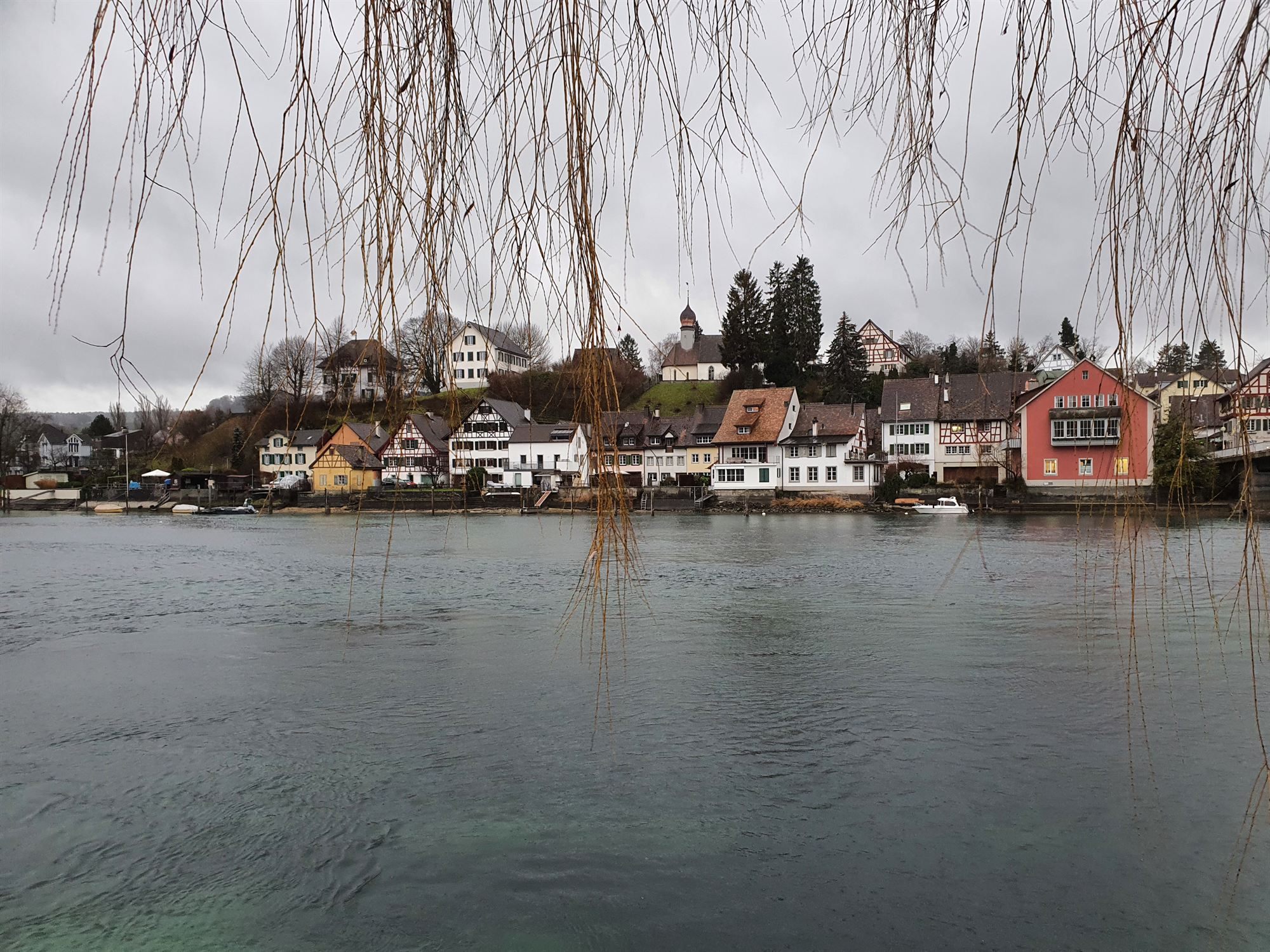 Stein am Rhein's old town seen across the Rhine River