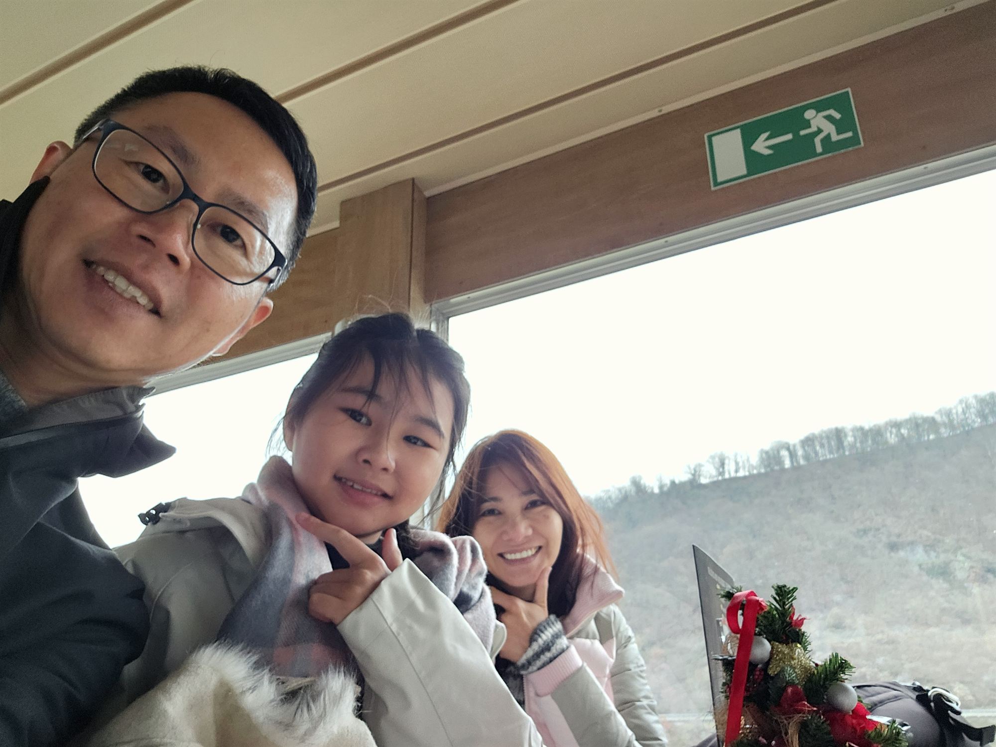 The family taking a selfie on the scenic ride through the Rhine Valley