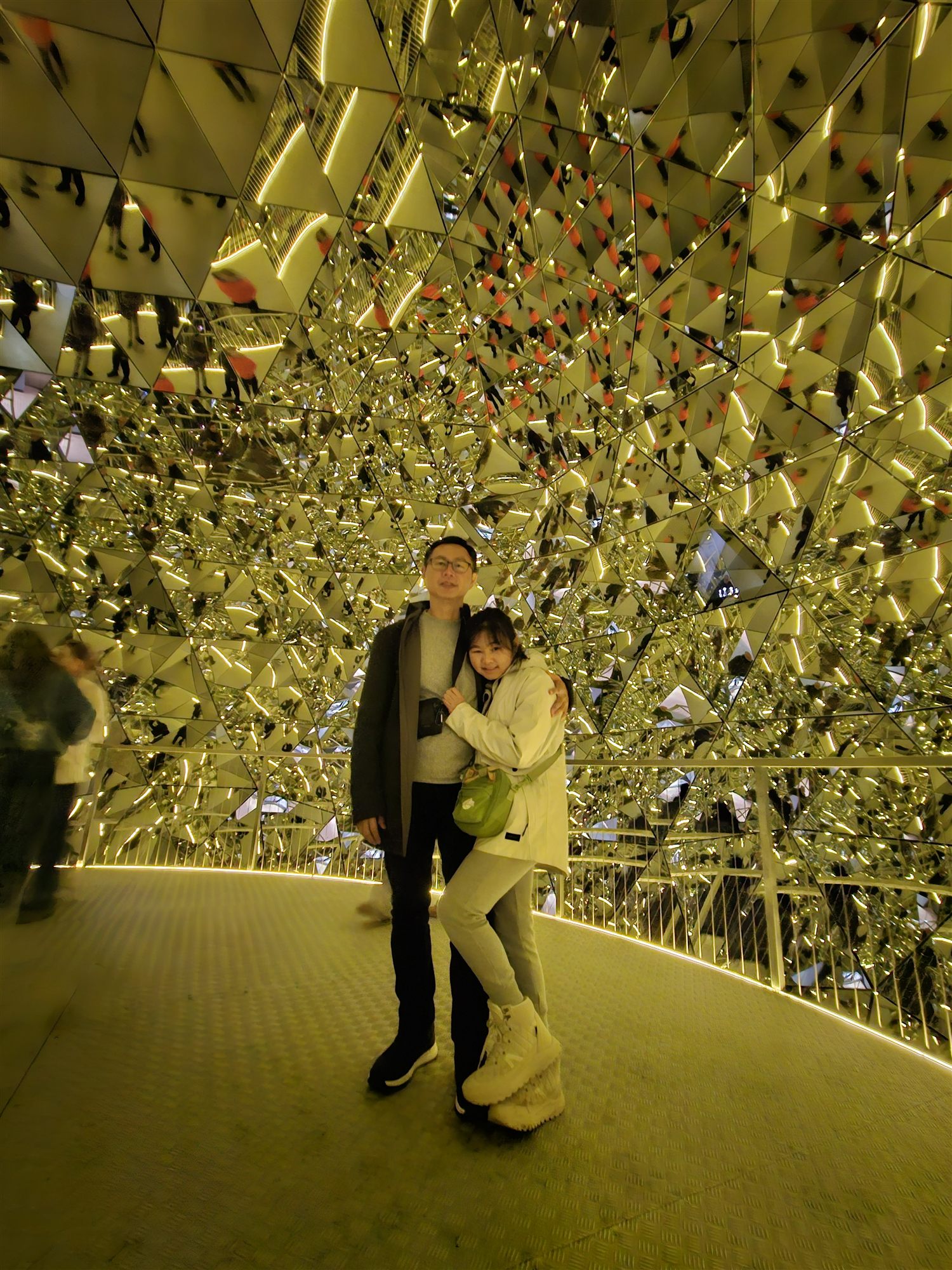 Inside a mirrored, geodesic dome installation at Swarovski Crystal Worlds