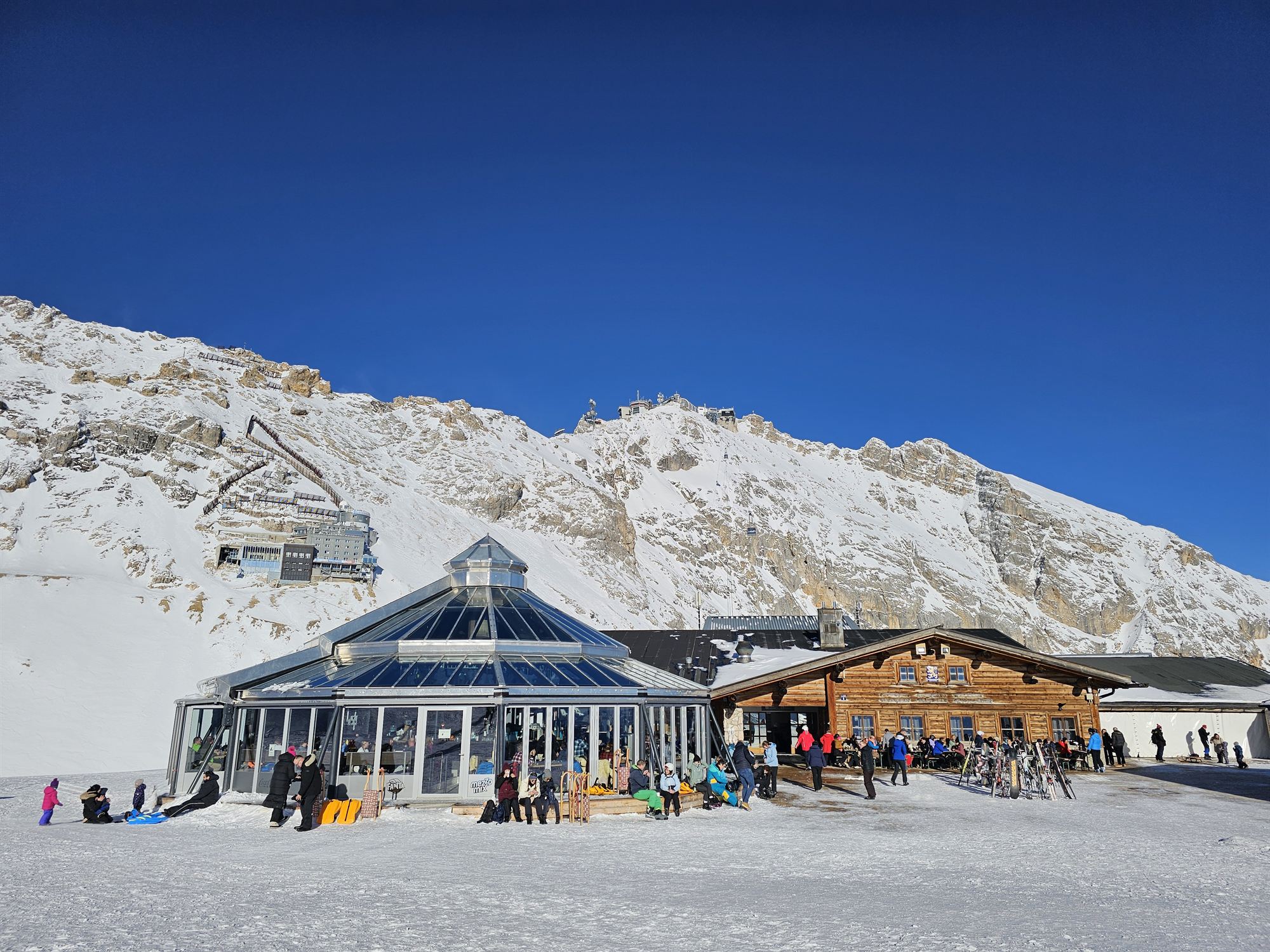 Sonn Alpin, the glass-fronted restaurant at the Zugspitze glacier station